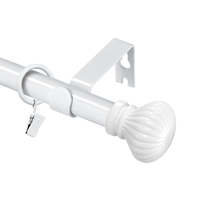 Tringle à rideaux simple réglable Plascencia, H 0,625 po x l 120 po x P 0,625 po, Blanc lustré