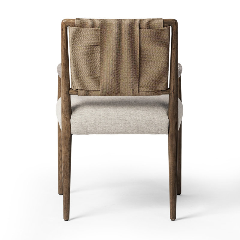 Betha Brown Wood and Polyester Blend Upholstered Arm Chair