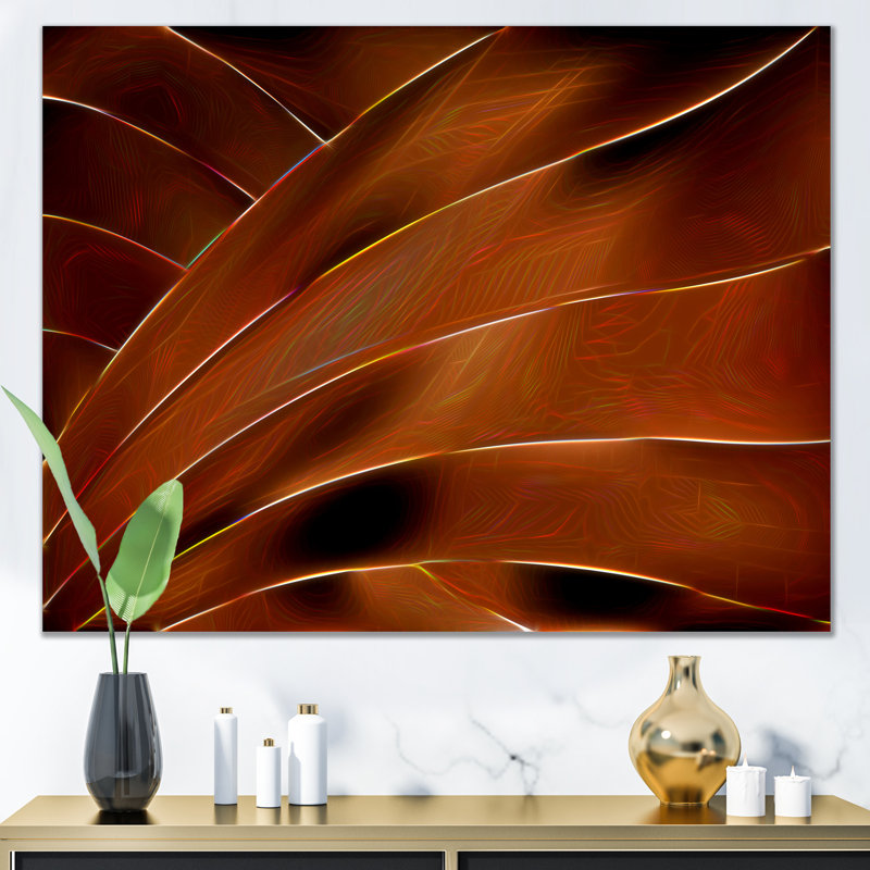 Abstrait brun frais - œuvre d'art moderne sur toile, Toile tendue, H 8 po x l 12 po x P 1 po