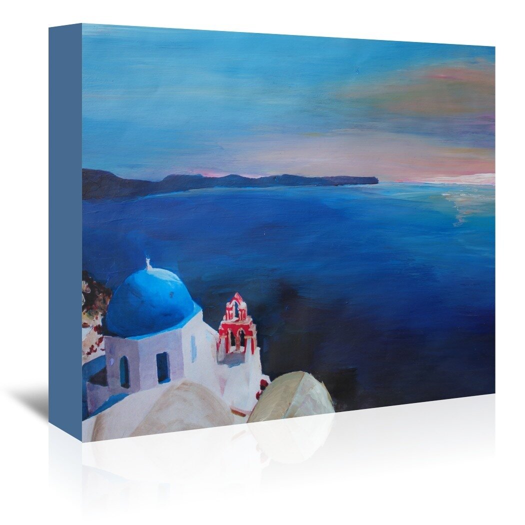 East Urban Home Santorini Greek Island View Original Painting on Wrapped Canvas Size: 32 H x 48 W x 1.5 D