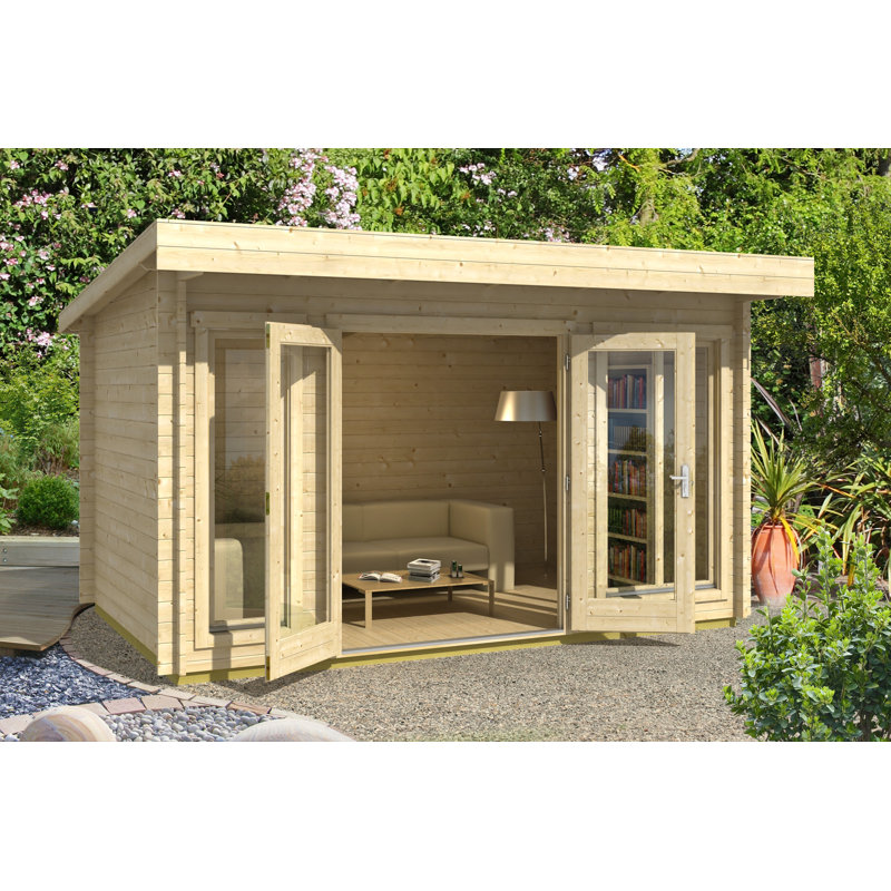 Lasita Cambridge 13 x 9 Ft. Pent Roof Log Cabin With Double Glazing (28mm)