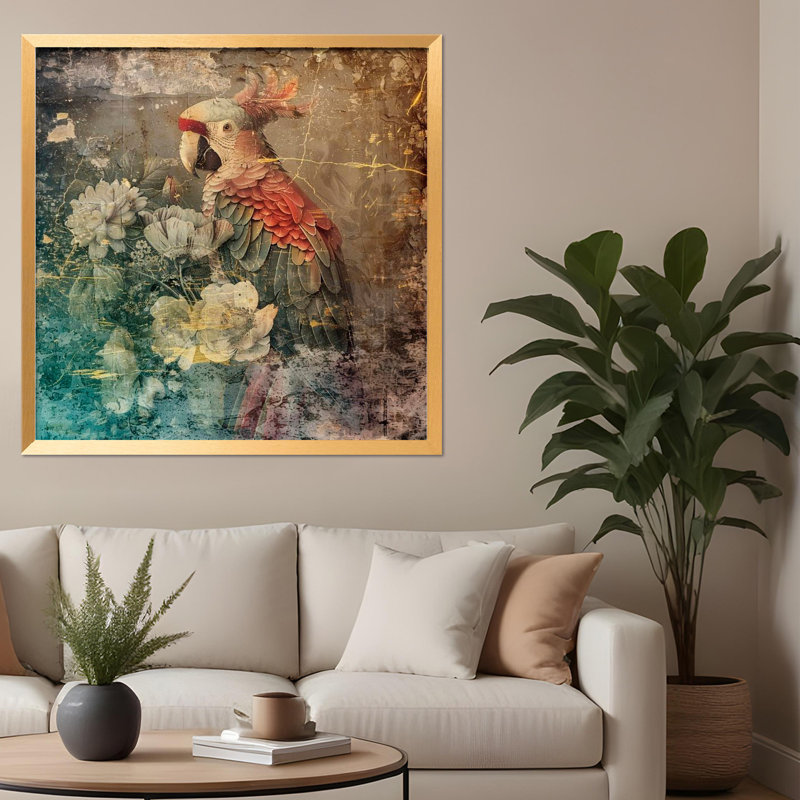 Nature Inspired "Floral  Art Illustration 21" Framed Print Wall Art, 16" H x 16" W
