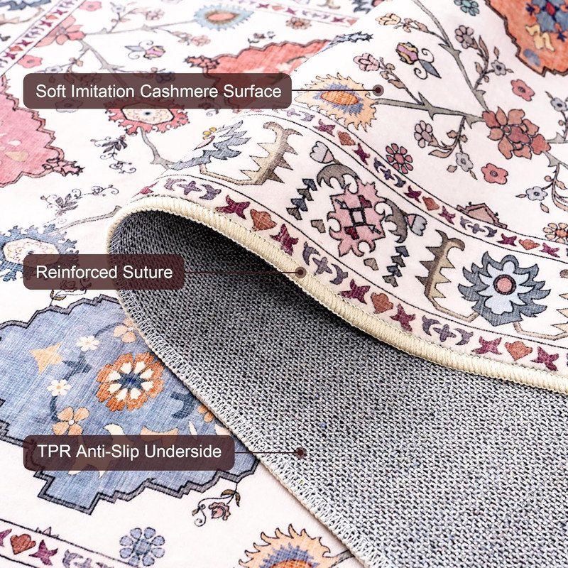 Tapis intérieur / extérieur lavable beige, Rectangle 5 pi x 7 pi
