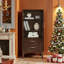 Armoire de rangement pour garde-manger 53,5 po avec portes et tiroirs en bois massif et panneau de fibres à densité moyenne de style Mid-Century-1412538551