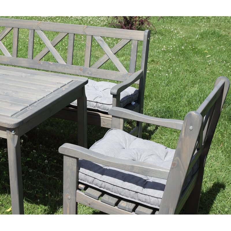 Destry 5 - Person Wood Patio Dining Set with Rectangular Table , Cushions Included, Light Grey