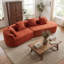 Canapé modulaire spacieux en polyester orange avec méridienne