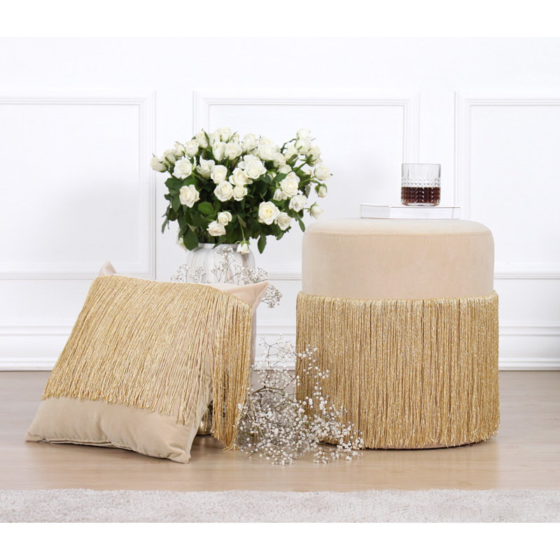 Housse et insert de coussin décoratif en velours carré, Or