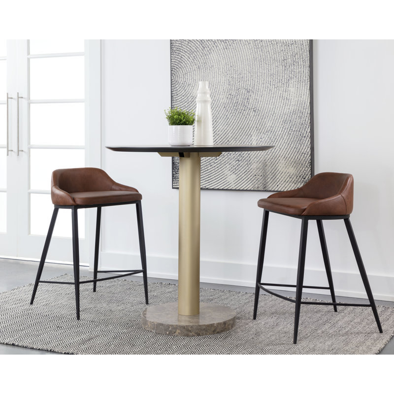 ASTRA Upholstered Stool with Metal Frame, Brown, Counter Stool (26.25" Seat Height)