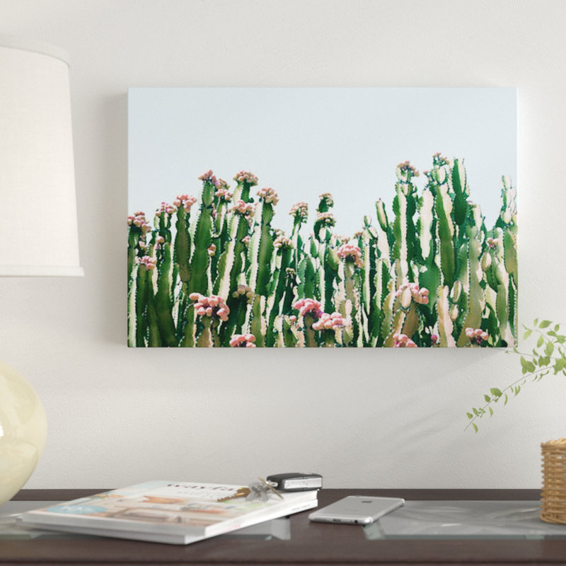 Cactus Blush - impression sur toile tendue, H 8 po x l 12 po x P 0,75 po, Toile tendue, Pas de tapis