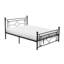 1 lit plateforme double avec cadre en métal à finition noire et embouts sphériques de style moderne