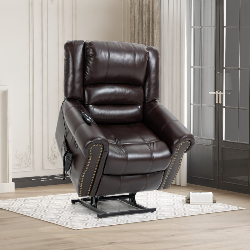 Fauteuil inclinable électrique en cuir Kyrian, Similicuir brun