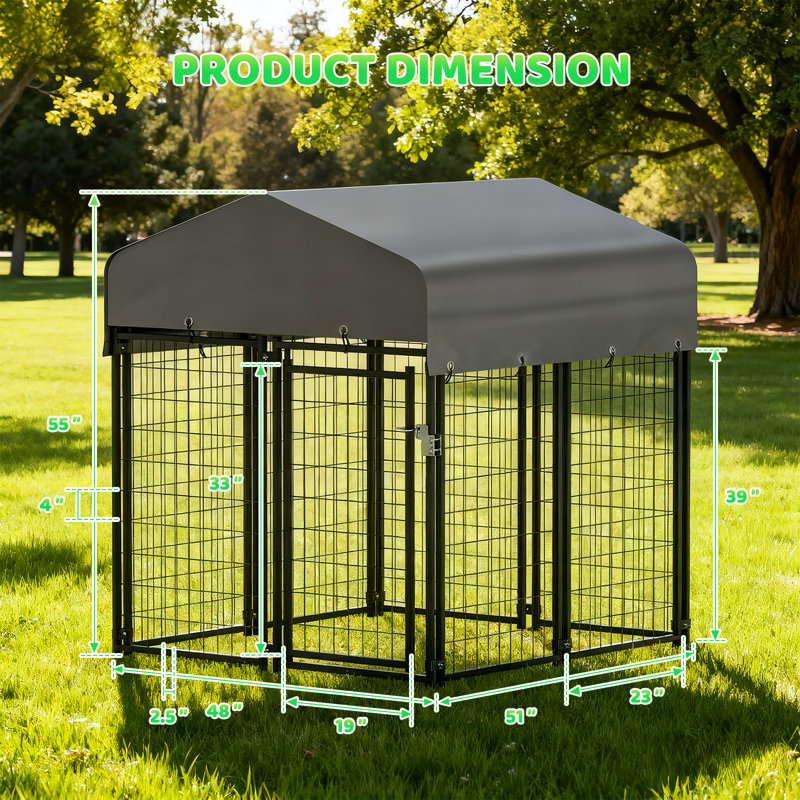 4 po x 4,25 po x 4,5 po avec housse imperméable avec protection UV, chenil en métal pour 8 panneaux