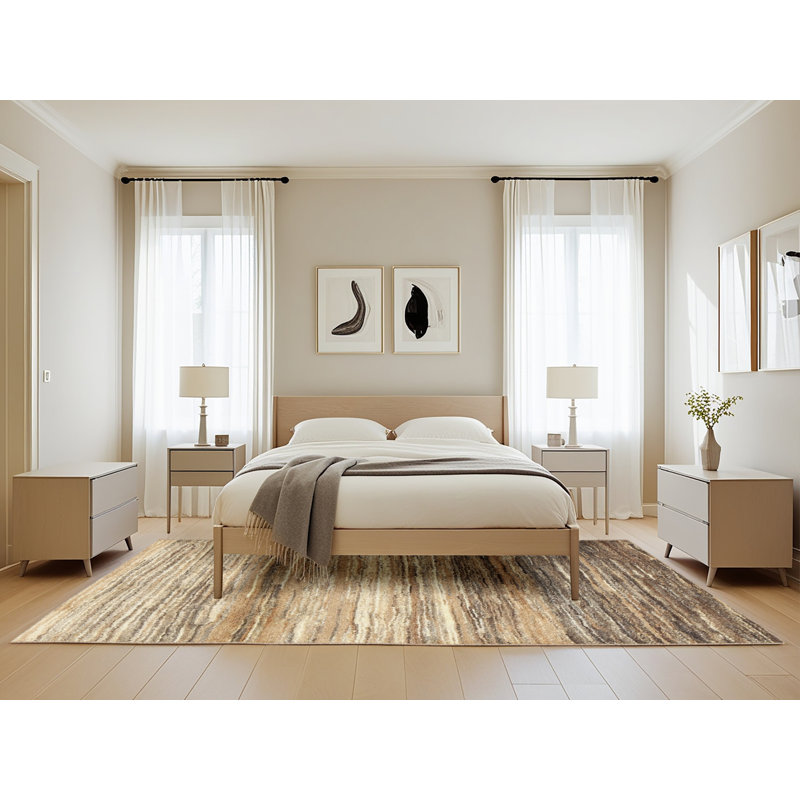 Tapis contemporain brun clair, Rectangle 5 pi x 8 pi