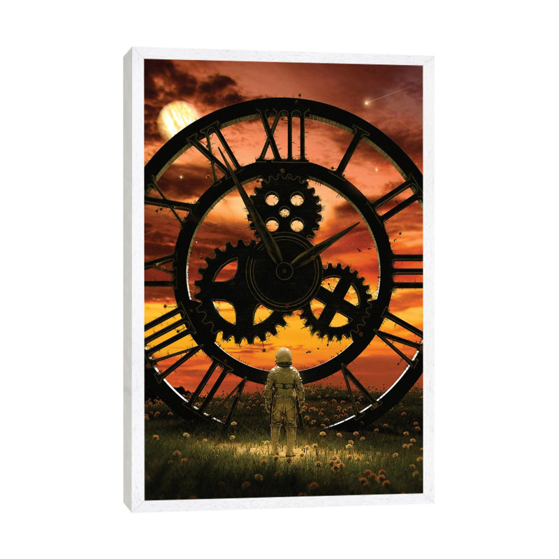 Time by Nicebleed - Print on Canvas, White Framed, 101.6cm H x 66.04cm W x 3.81cm D