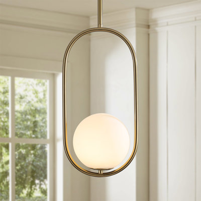 Luminaire suspendu sphérique ovale unique à 1 lumière à intensité variable de 7,87 po pour îlot de cuisine
