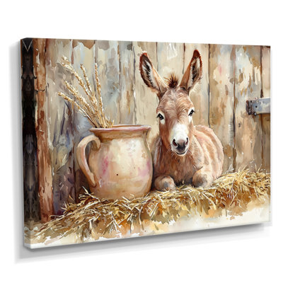 «Donkey Portrait At The Farm II - Donkey», art mural sur toile