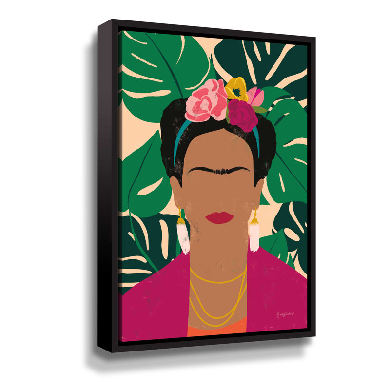 «Frida Kahlo I Palms», reproduction d'impression sur toile, Toile avec cadre noir, H 18 po x l 12 po x P 2 po