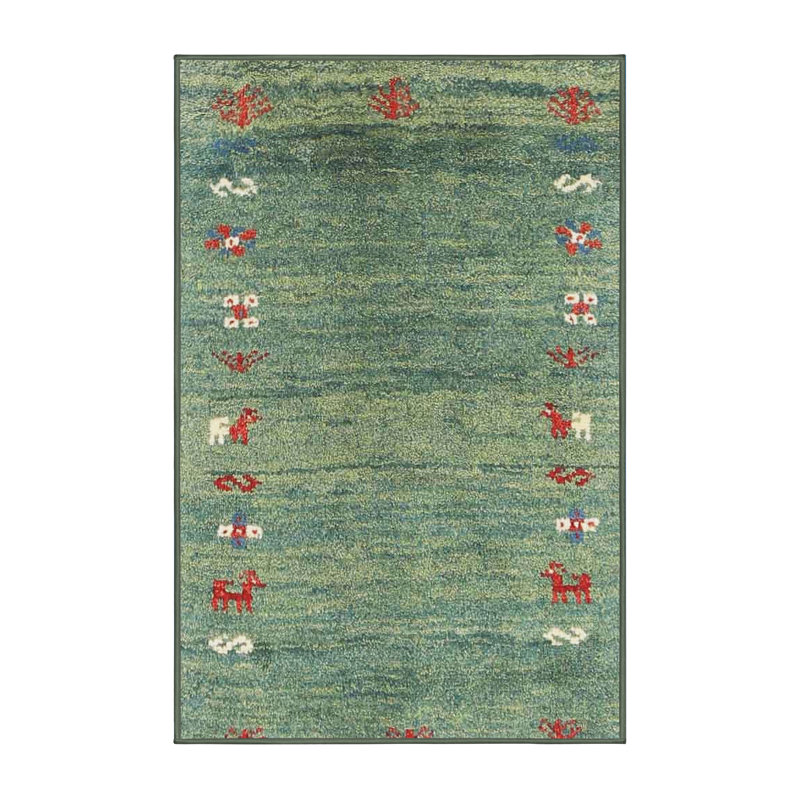 Tapis contemporain vert / rouge, Rectangle 3 pi x 5 pi