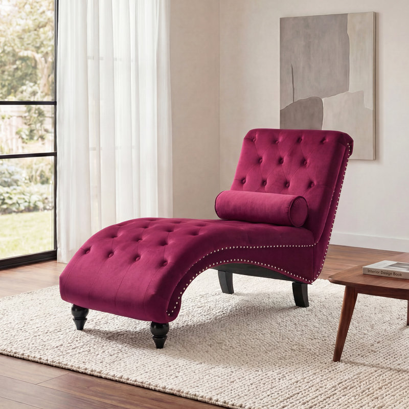 Chaise longue sans accoudoirs Ameerat, Velours magenta