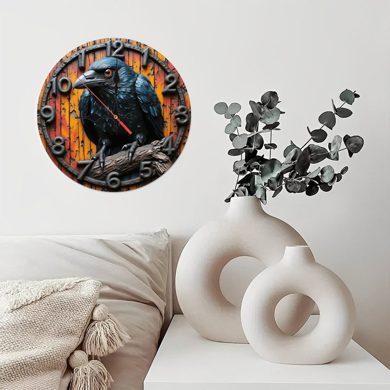 Horloge corbeau décorative