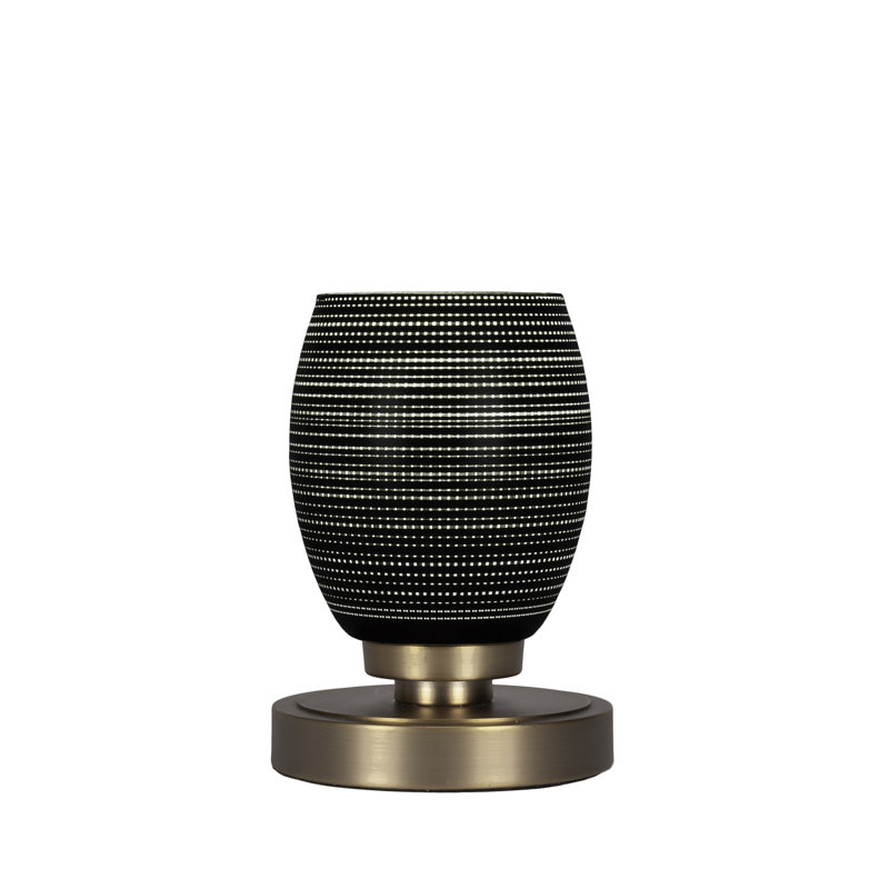 Lampe d'appoint Aneka montrée avec verre matriciel de 5 po, Gris, Laiton New Age