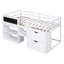 Lit mezzanine simple avec bureau à roulettes, tablette et tiroirs - blanc