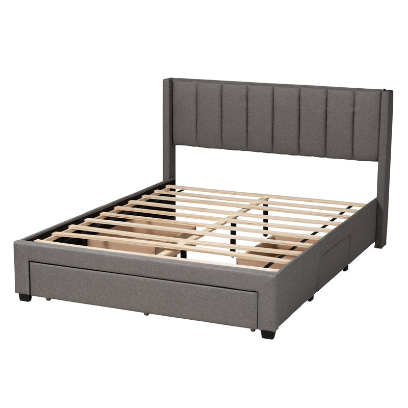 Valirie Upholstered Wingback Storage Bed, Full / Double, Gray