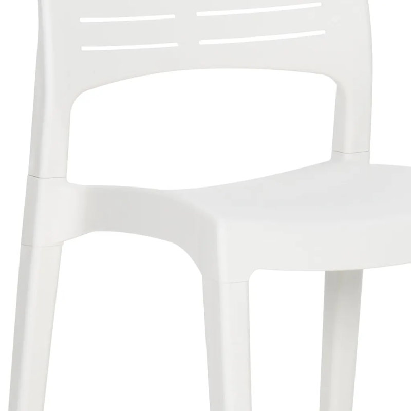 Popel Stackable Outdoor Patio Dining Side Chair with Cushion, White