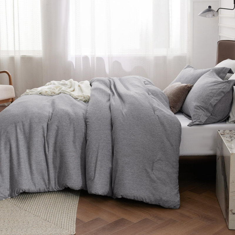 Polyester Standard Comforter, Oversized King Comforter + 2 King Shams, Dark Gray