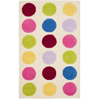 Tapis ivoire en laine / coton touffeté à la main Krystyna