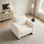 Fauteuil d'appoint rembourré avec accoudoirs en bois massif, fauteuil club carré en tissu avec coussin épais Boucle, fauteuil d'appoint moderne-998175251