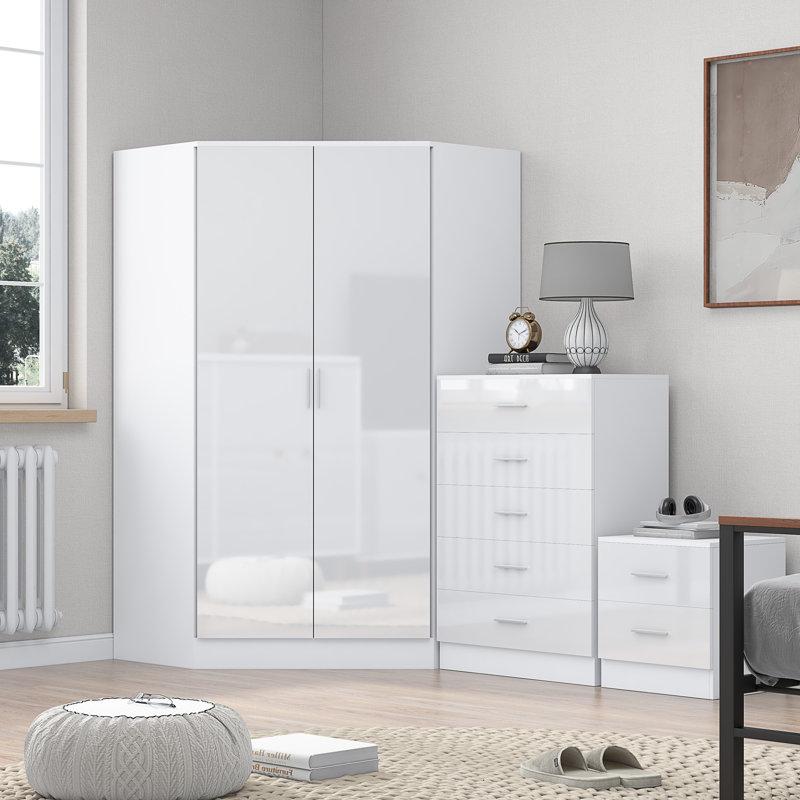 Eva Piece Bedroom Set, White Gloss / Matt White
