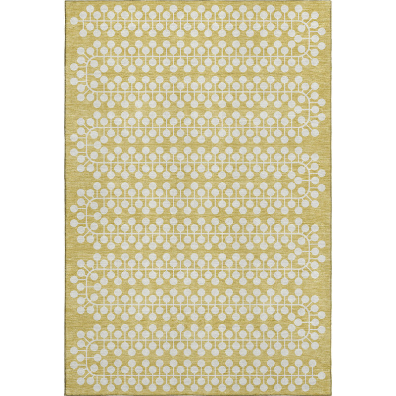 Premium Machine Washable Mayfield AMF2247 Geometric Rug, Gold, 5' x 7'6"