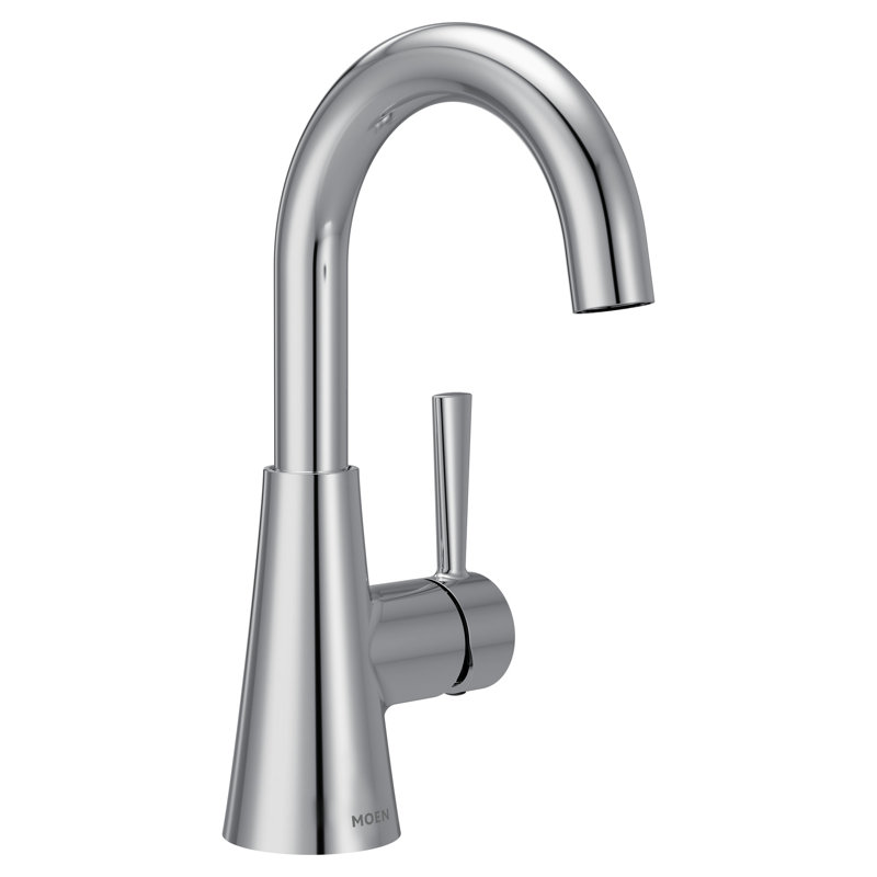 Robinet de lavabo de salle de bain un trou à une poignée Ronan avec plaque optionnelle et bonde à ressort, Chrome