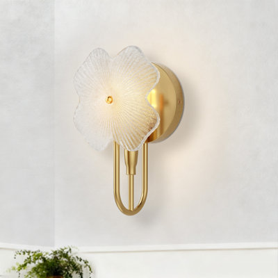 Appliques murales en métal ETL à 1 lumière à intensité variable de 5,7 po avec verre pétale