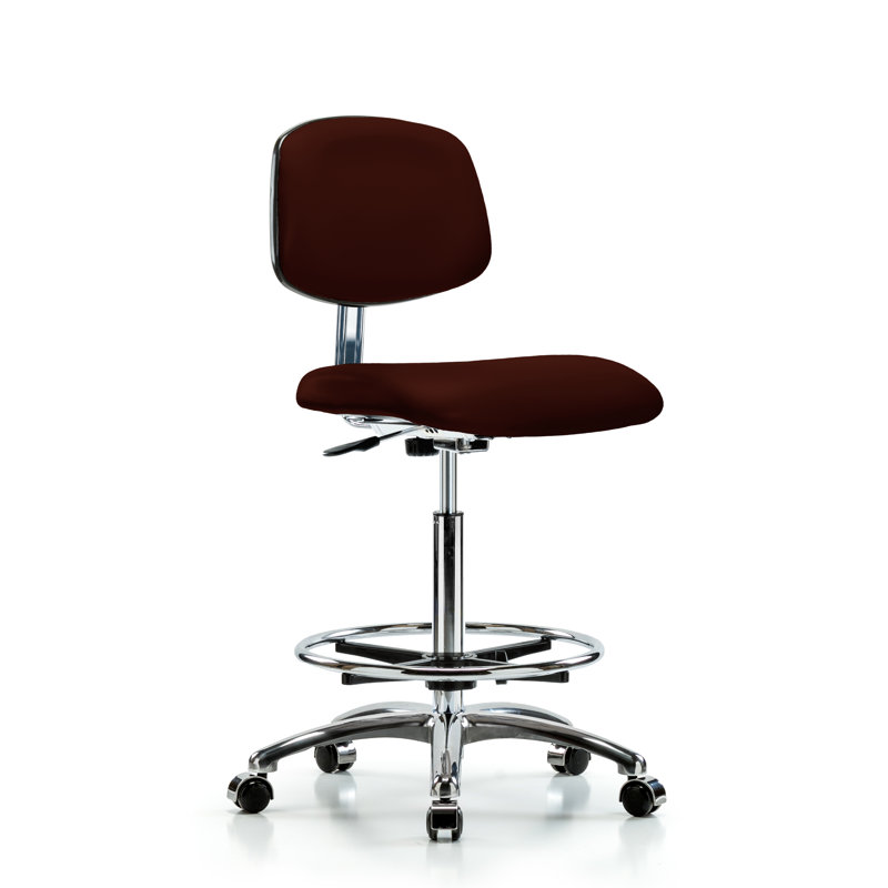 Iyana Vinyl Drafting Chair, Casters, Burgundy