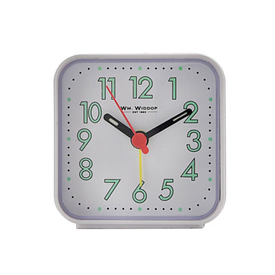 Analogue Quartz Movement / Crystal Alarm Tabletop Clock in White