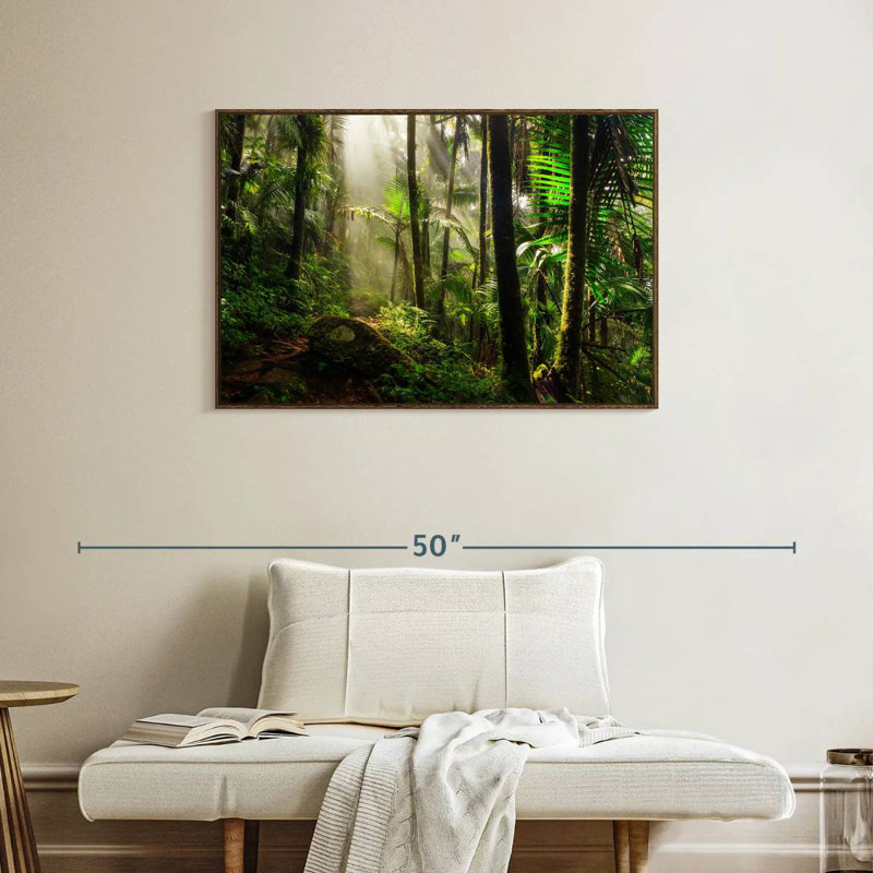 Forêt nationale d'El Yunque, 37 po x 25 po, Cadre flottant en noyer