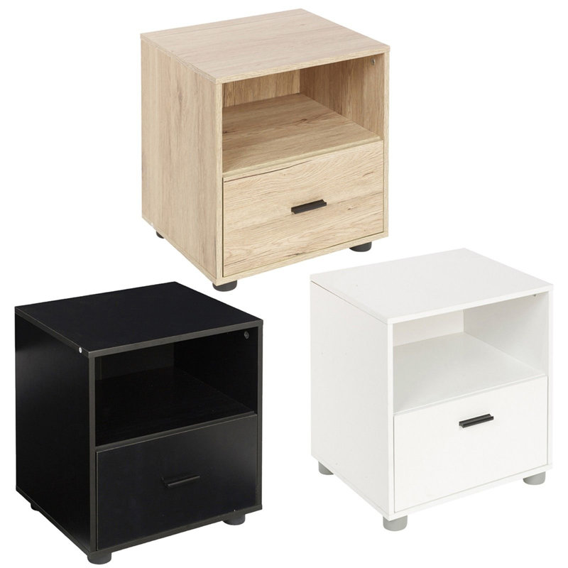Lashley 40 cm W Bedside Table, Black
