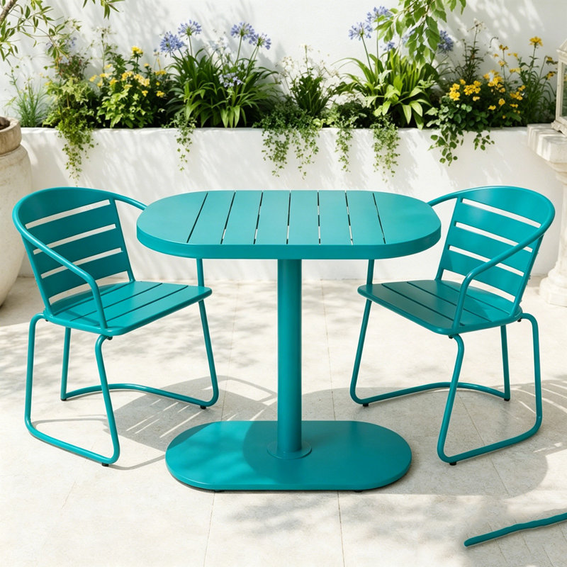 3 Pieces Patio  Set, Teal
