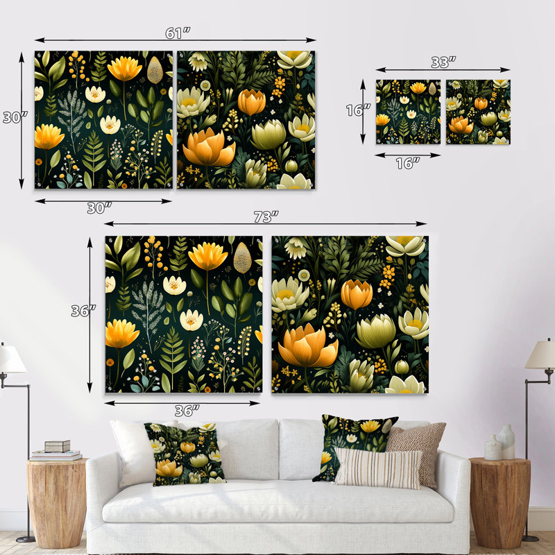 Nala - Abstract Botanicals Acrylic Wall Art Glass Set Of 2, H 16 po x l 33 po