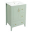 [Vidéo] Meuble-lavabo de 24 pouces avec lavabo, une armoire avec porte à fermeture douce, 3 tiroirs à fermeture douce, poignées en métal rétro, vert clair