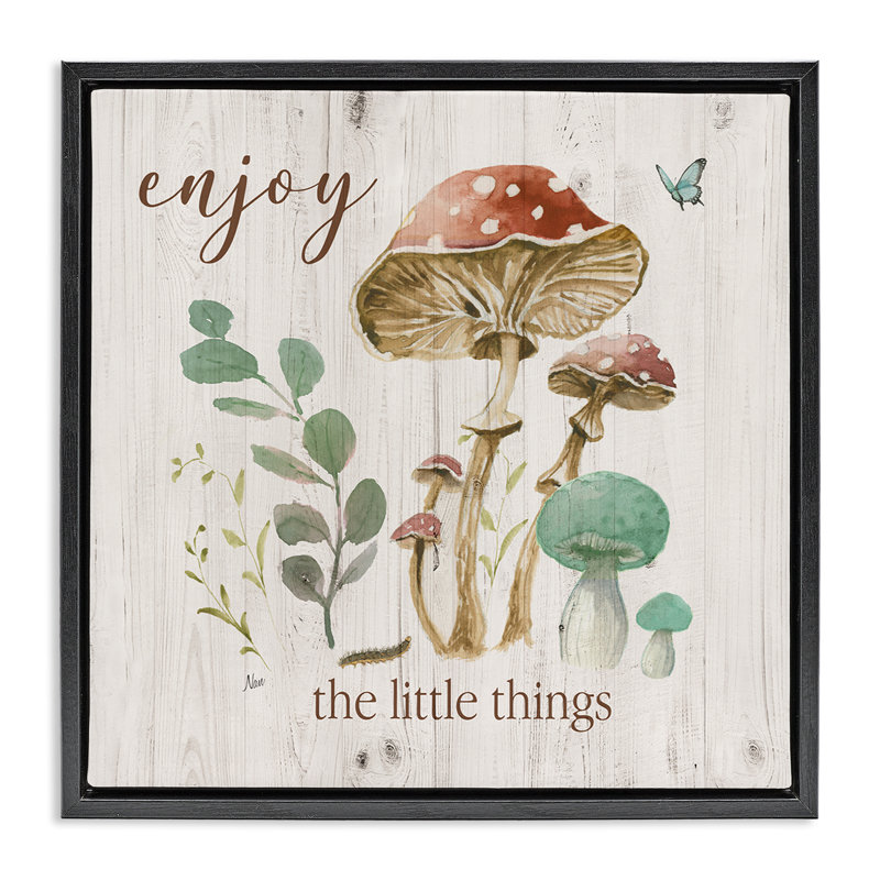 «Enjoy Little Things», art mural encadré flottant par Nan, Cadre flottant noir de jais, H 18 po x l 18 po