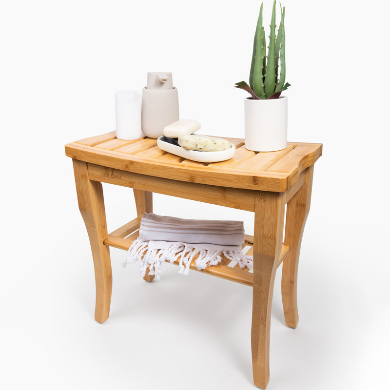 9.8'' W Solid Wood Shower Bench