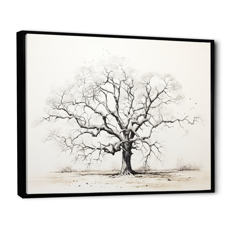 Arbre africain, minimalisme III, sur toile, H 30 po x l 40 po x P 1,5 po, Cadre flottant noir