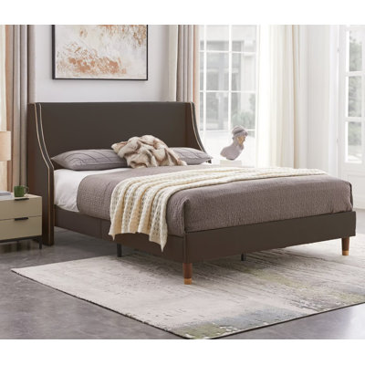 Melaya Wingback Upholstered Platform Bed Frame