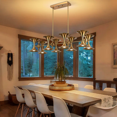 8-light Gold Chandelier With Trumpet Shaped Shade