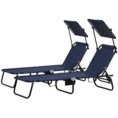 Adjustable Reclining Lounge Chairs Steel Frame Beach Pool Patio Sunshade by Latitude Run