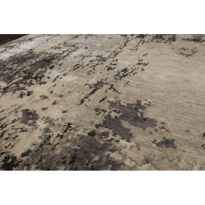 Tapis oriental abstrait en laine et en soie noué à la main KPSI 17 po 2 po 11 po x 5 po 2 po 17 Stories