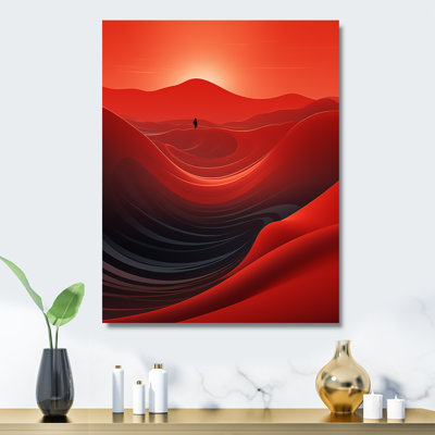 Man Solitude In Arid Red Desert I - Desert Metal Wall Art